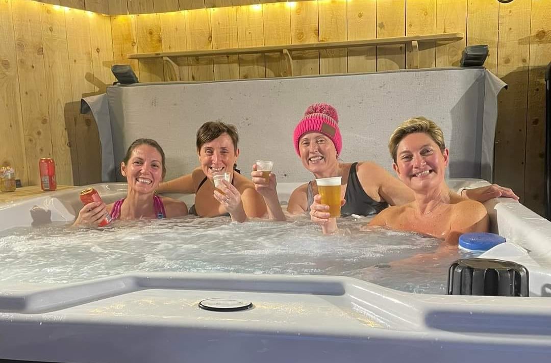 Ladies using the hot tub at Howgills House